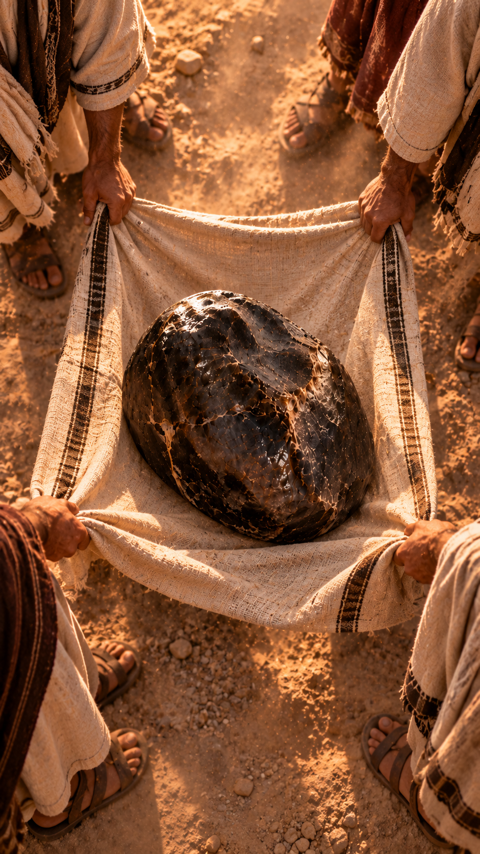 Black Stone carried on cloth