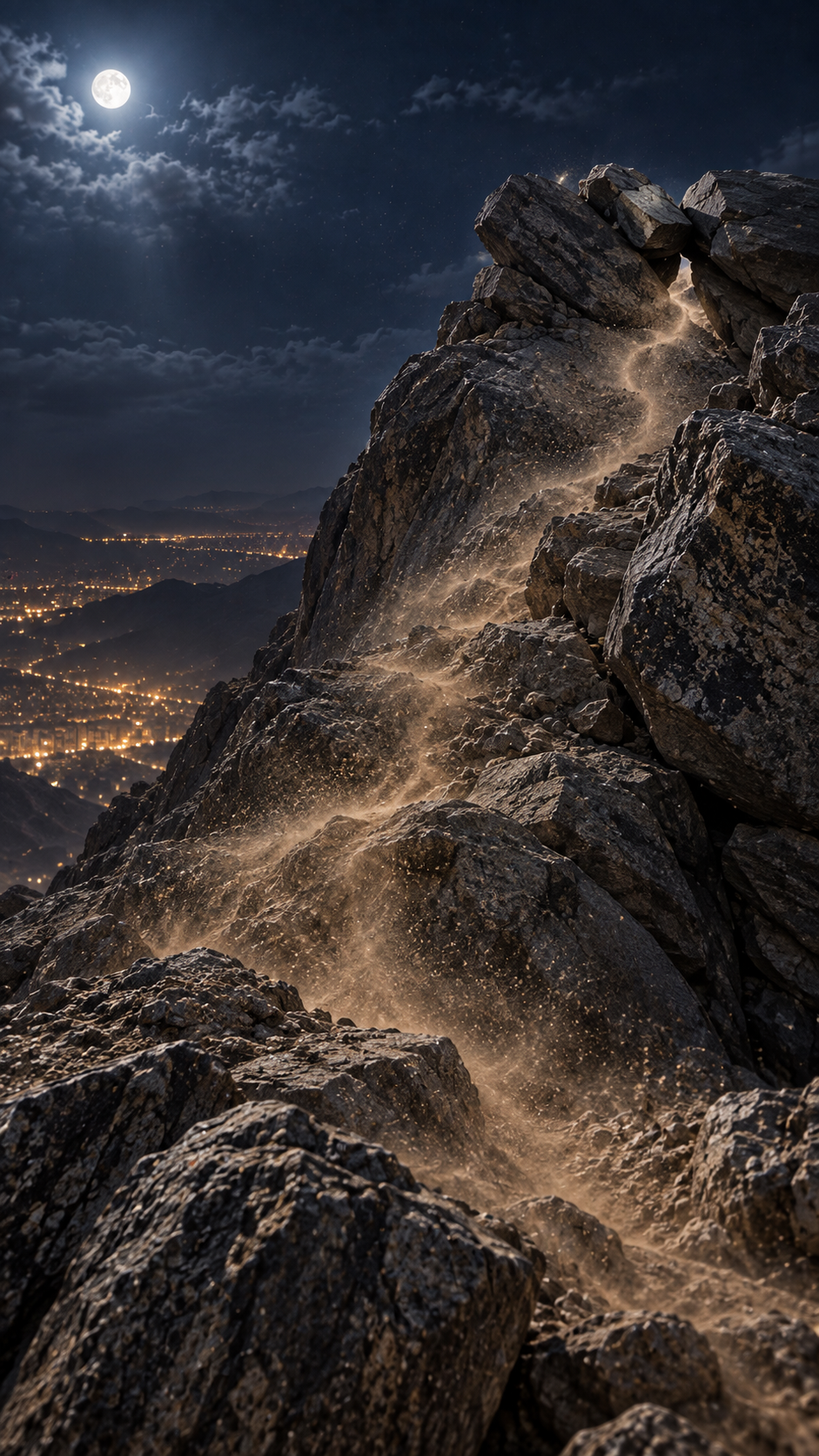 Rock memory at night